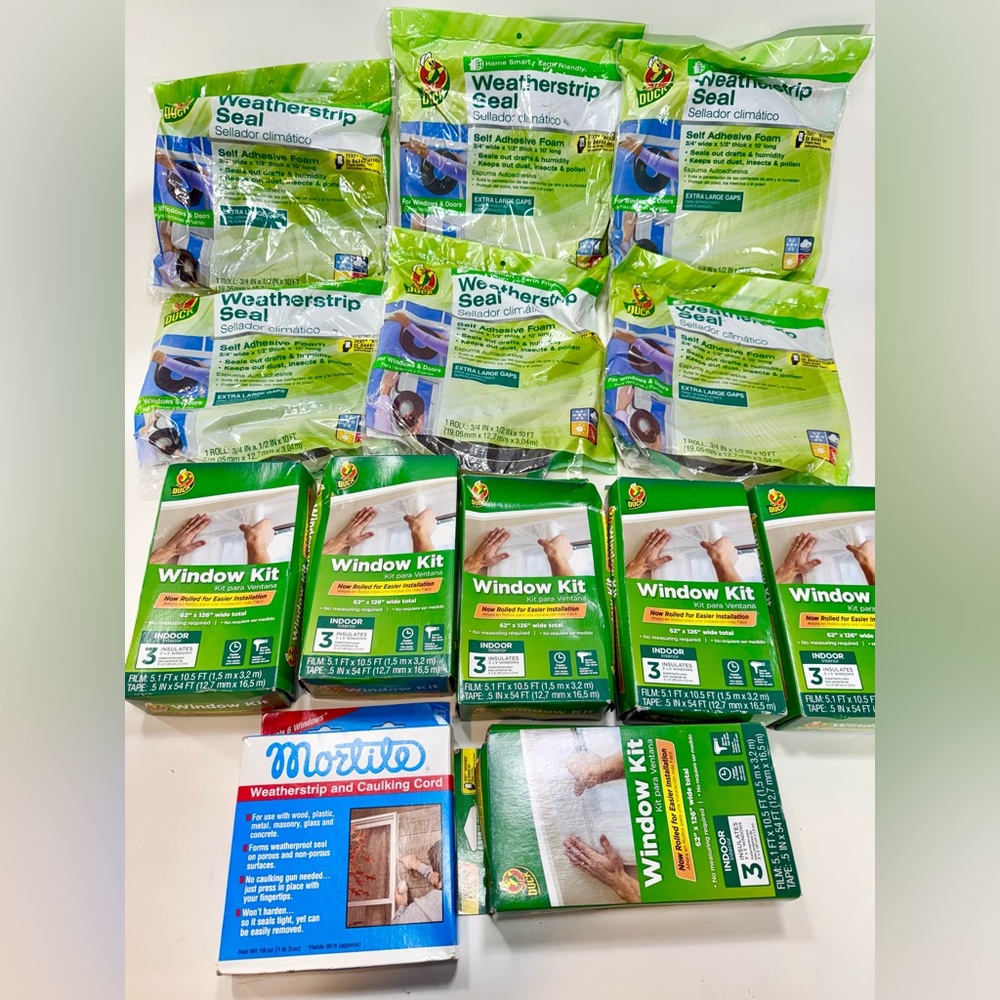 Duck Window Kit & Mortite Weatherstrip And Caulking Cord Bundle